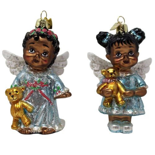 Baby Angels with Teddy Bears Christmas Ornament Set