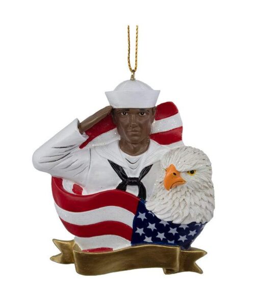 Black Sailor Salute Christmas Ornament
