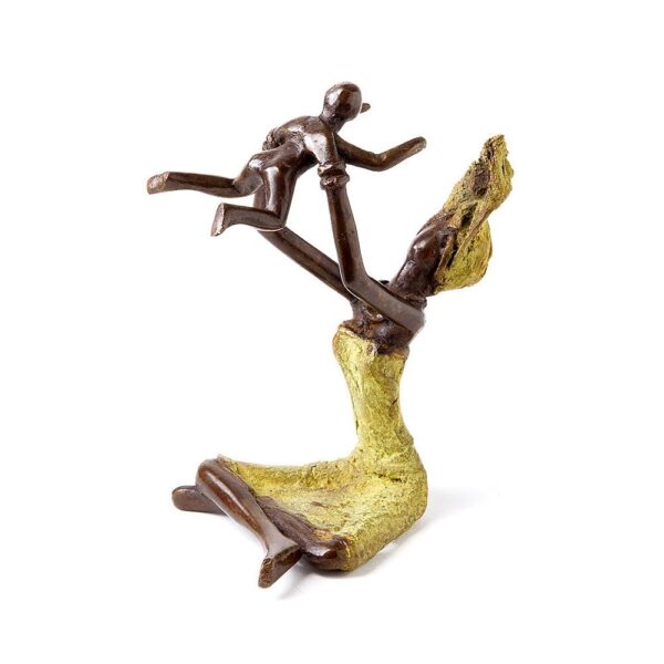 Mother and Child: Burkina Faso Bronze Sculpture