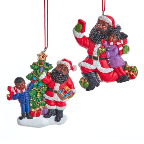 Santa Claus with Children Christmas Ornament Set