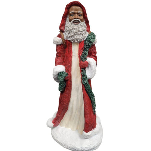 Santa Claus with Wreath and Garland Figurine