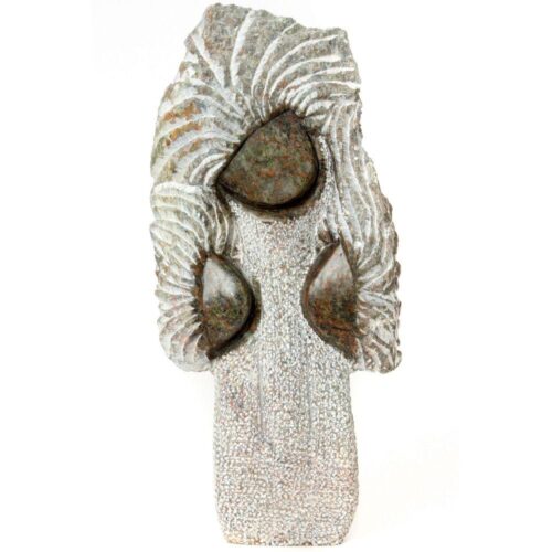 Windblown Mother and Children Shona Sculpture